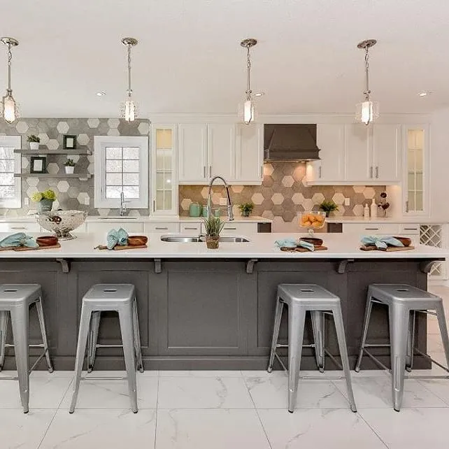 White and grey kitchen in Galt Cambridge by Caliber Contracting