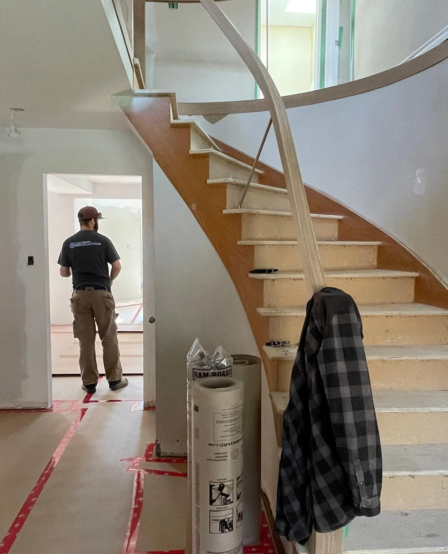 Custom staircase leading to finished basement in Kitchener by Caliber Contracting